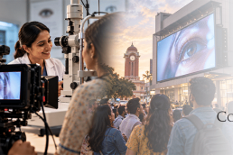 Advertising agency in Ranchi filming a teaser video for an eye hospital's new equipment launch