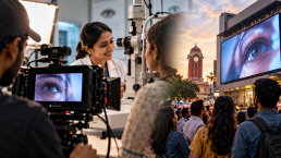 Advertising agency in Ranchi filming a teaser video for an eye hospital's new equipment launch